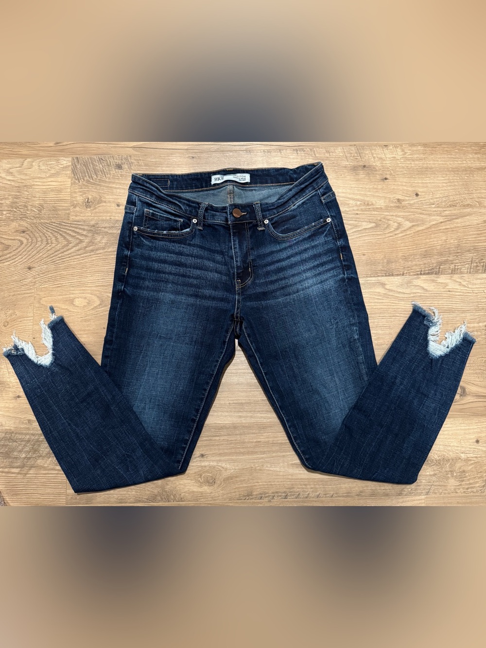 BKE Women's Dark Wash Distressed Skinny Jeans